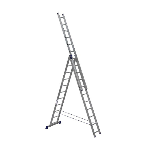 Лестница алюминиевая 3-х секц 11 ступеней, длина: 1с-3,1м, 2с-5,04м, Общ-7,02м, вес-16кг (арт 5311)
