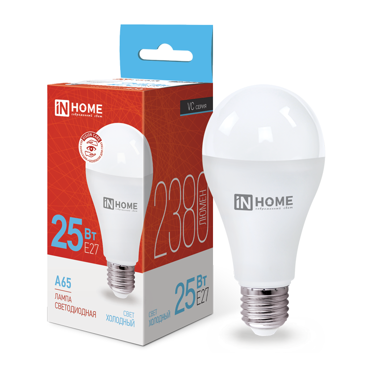 Лампа LED-A65-VC 25Вт 230В Е27 6500К 2380Лм IN HOME