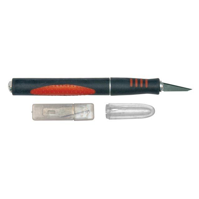 Нож макетный, прорезиненная алюминиевая ручка FIT 10487