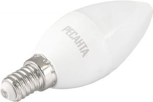 Лампа светодиодная LL-R-C37-7W-230-3K-E14 (свеча, 7Вт, тепл., Е14) Ресанта 76/1/5