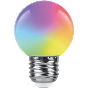 Лампа светодиодная,  (3W) 230V E27 RGB G60, LB-371 матовый быстрая смена цвета FERON 38127