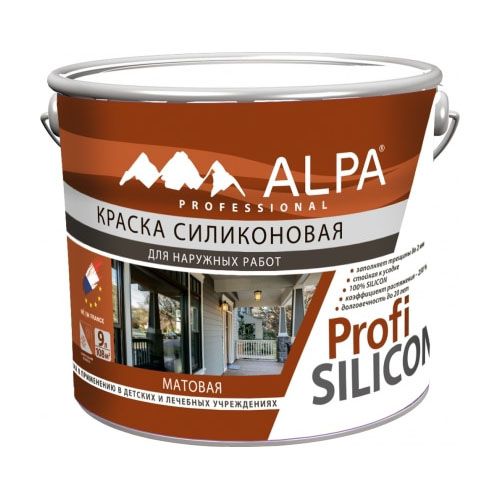 Краска фасадная силиконовая антивандальная ALPA PROFI Silicon А 4,5 л (7,2 кг)