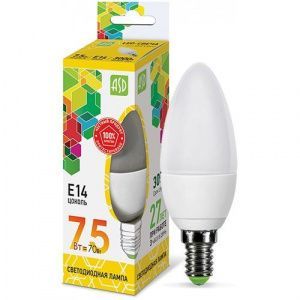 Лампа светодиодная Е14 Свеча 7.5Вт 160-260В 3000К 600Лм LED Standard ASD 4690612003924