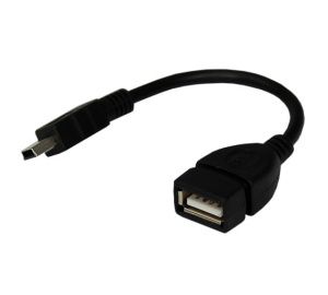 Кабель OTG mini USB на USB шнур, черный, 0,15 м REXANT 18-1181