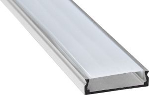 Профиль алюминиевый "накладной широкий", серебро, CAB263 матов экран, 2 загл FERON 10277