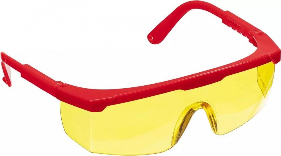 Защитные жёлтые очки ЗУБР СПЕКТР 5 монолинза с доп боковой защитой, открытого типа 110329