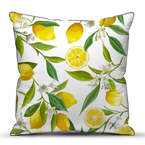 Подушка декоративная с фотопечатью 40х40, габардин (Лимоны)
