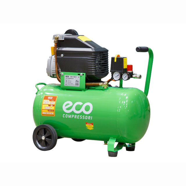 Компрессор ECO AE-501-3, 1.80 кВт(220 В), 8 атм, 50л, 260 л/мин, коаксиальный, масляный, 30кг.