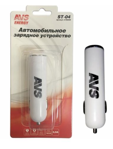 USB автомобильное зарядное устройство AVS 1 порт ST-04 (0.9А)  A78636S
