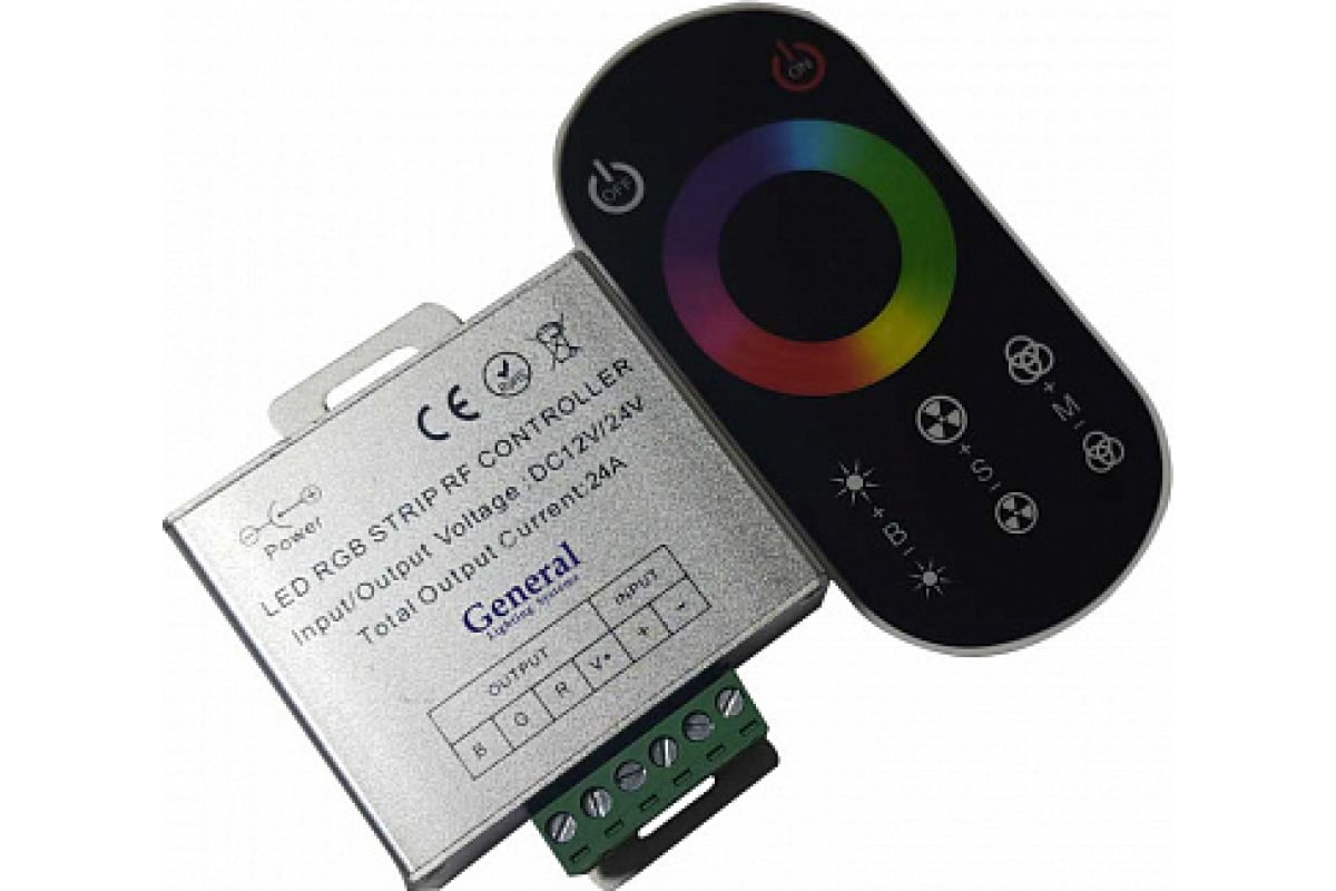 Контроллер GDC-RGB- 288-R-IP20-12  288/576Вт  24А  Радио-пульт с сенс.кольцом  белый 84*45*25мм