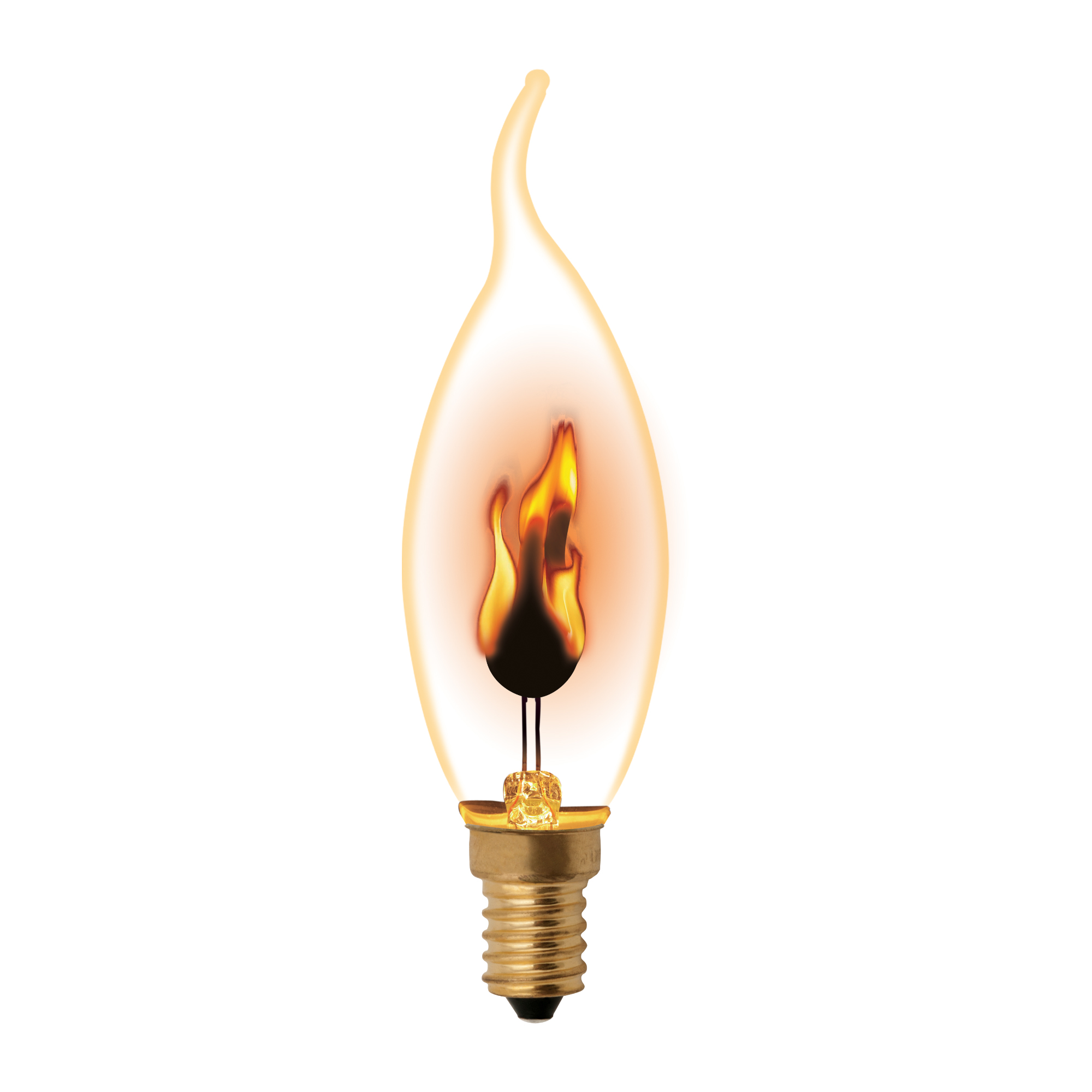 Лампа декорат.с типом свеч.эф.пламени светодиод.Форма св. на ветру прозрачIL-N-CW35-3/RED- FLAME/E14