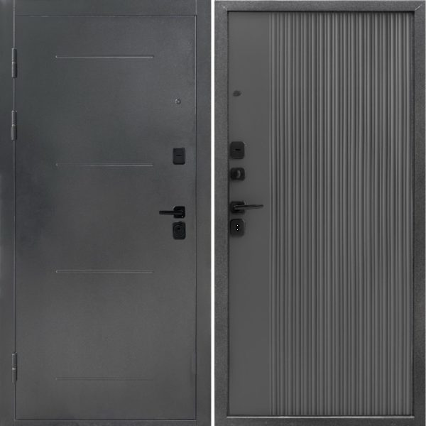 Дверь металлическая Форпост Монблан Г 860х2050 "Пр" цв. Графит 26 с фурн. и цил.