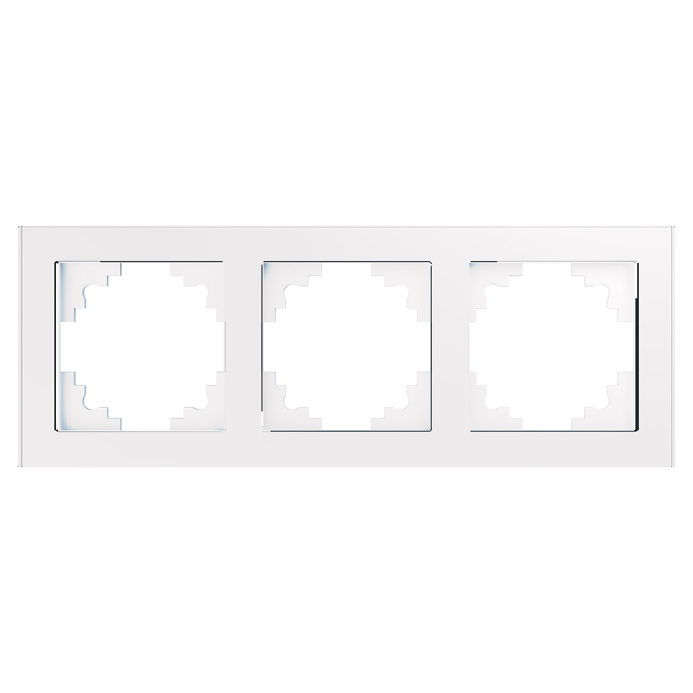 Рамка трехместная горизонтальная, серия Катрин, белый, Stekker
