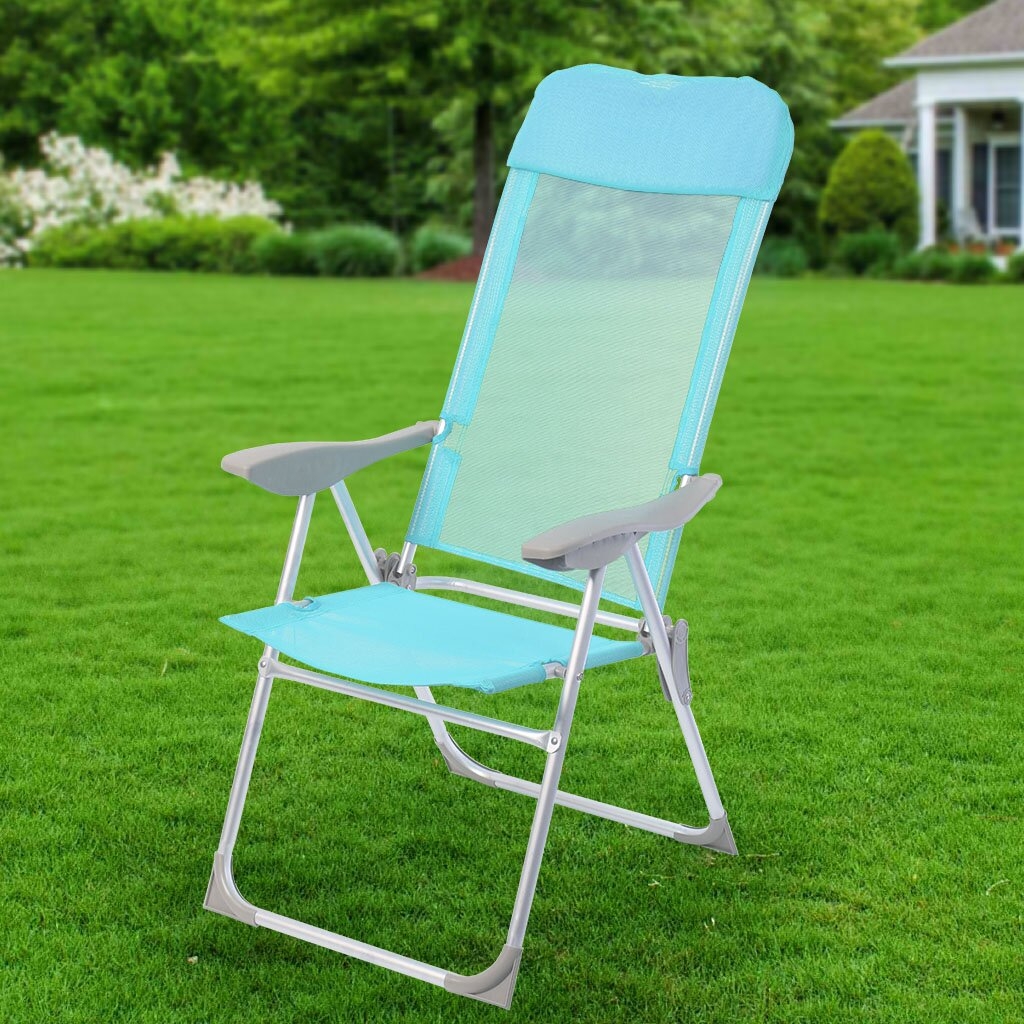 Кресло складное пляжное 60х60х112 см, голубое, сетка, 100 кг, Green Days, YTBC048-1