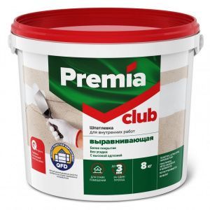 Шпатлевка PREMIA CLUB выравнивающая для внутренних работ, ведро 8 кг