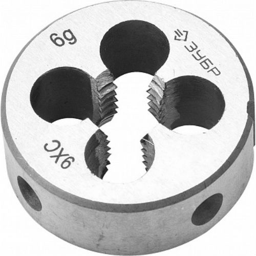 Плашка ЗУБР "МАСТЕР" круглая ручная для нарезания метрической резьбы, мелкий шаг, М10 x 1,25