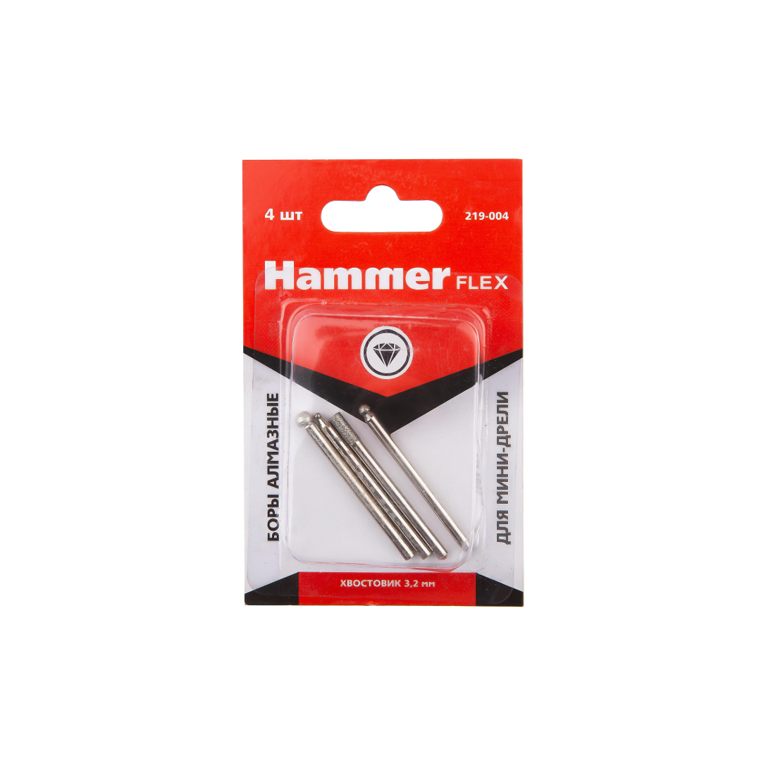 Боры алмазные для мини-дрели Hammer Flex 4шт 219-004