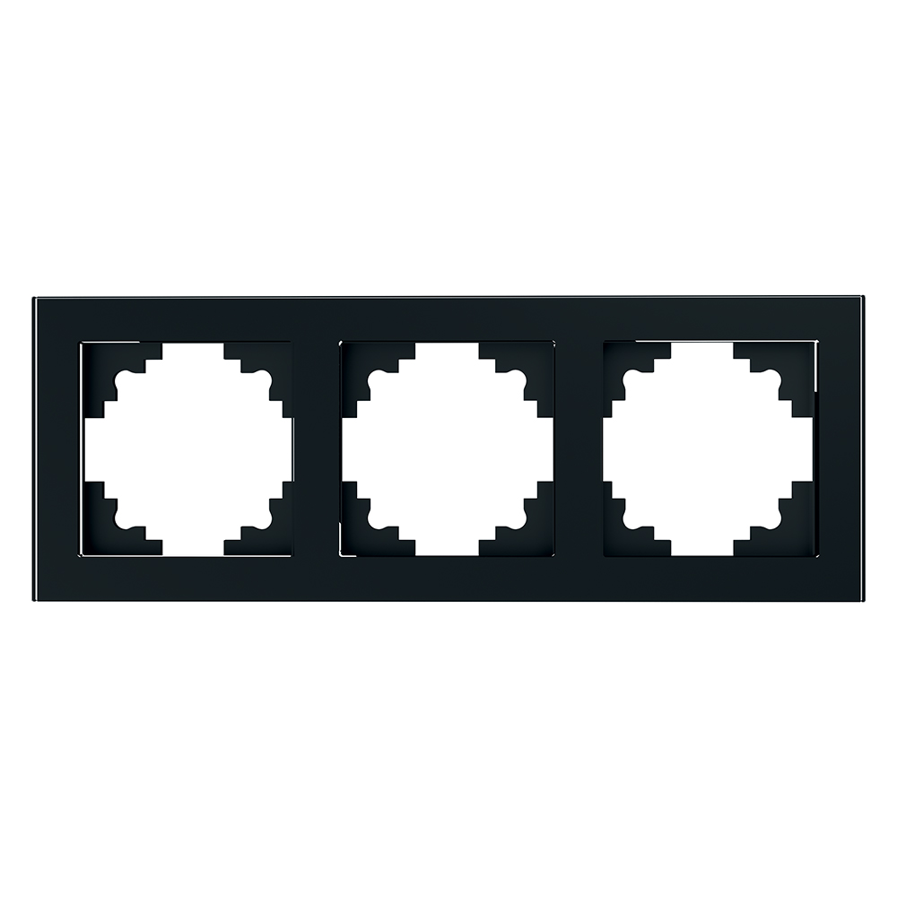Рамка трехместная горизонтальная, серия Катрин, черный, Stekker