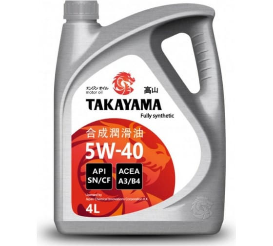 Масло моторное синтетическое TAKAYAMA SAE 5W-40 API SN/CF ACEA A3/B4  4л пластик