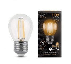 Gauss Лампа LED Filament Globe E27 11W 2700К 105802111