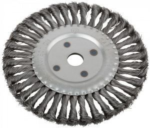 Корщетка дисковая прямая, пос диаметр 22,2 мм, стальная витая проволока 150 мм КУРС 39031