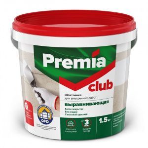 Шпатлевка PREMIA CLUB выравнивающая для внутренних работ, ведро 1,5 кг