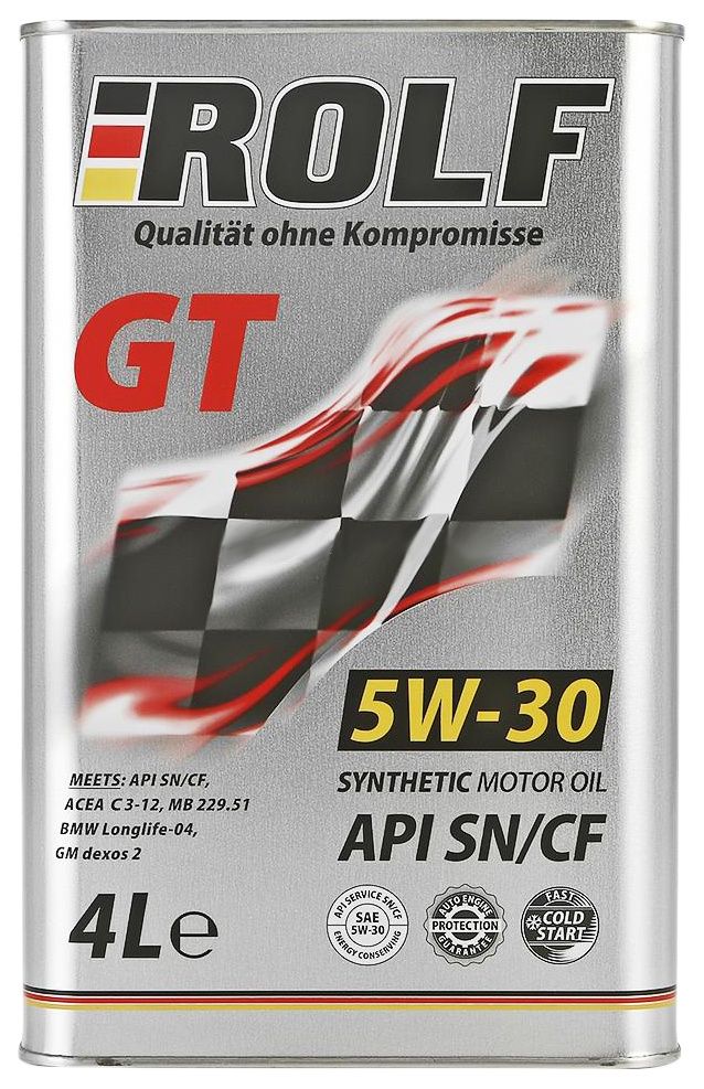Масло моторное синтетическое ROLF GT 5W-30 SN/CF 4л