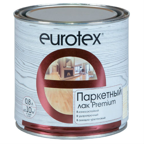 Лак паркетный алкидно-уретановый Eurotex - Premium глянцевый  0,8 л
