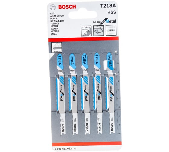 Пилки для лобзика BOSCH T 218 А, HSS (5 шт.)