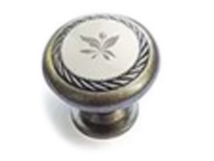 Ручка-кнопка АЛДИ К4 пластик старинная бронза(44) + керамика(45)/тюльпан(1000)