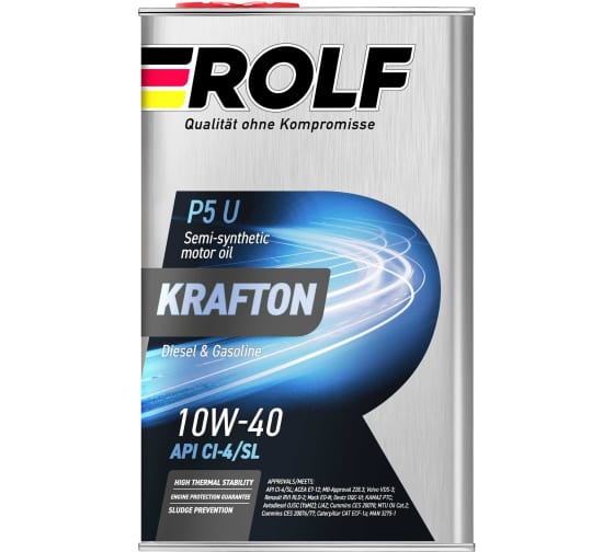 Масло моторное полусинтетическое Rolf KRAFTON P5 U API Cl-4/CH-4/SL 10W-40