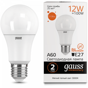 Gauss Лампа LED Elementary A60 12W E27 2700K