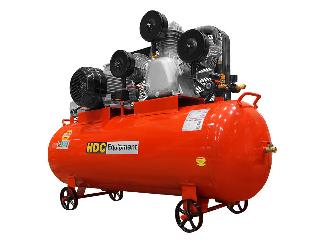 Компрессор HDC HD-A203, 6.50 кВт(380 В), 200 л, 900 л/мин, 10 атм, ременной, масляный, ресив. 170 кг
