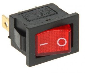 Выключатель клавишный 250V 6А (4с) ON-OFF красный с подсветкой Mini REXANT 06-0300-A