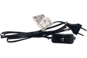 Сетевой шнур с выключателем черный, 2м, DM107, FERON 41151