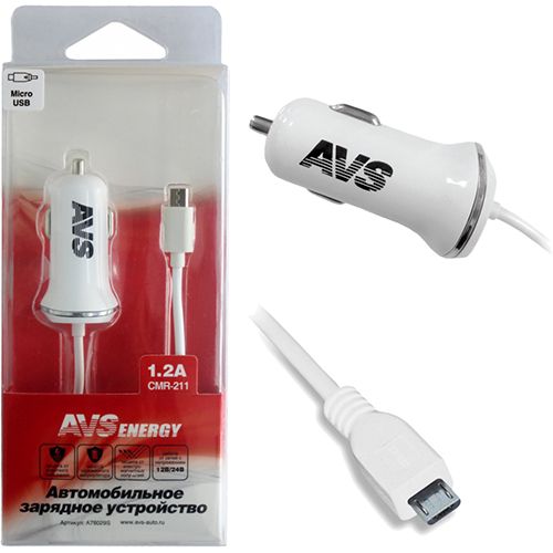 Автомобильное зарядное устройство AVS с micro USB  CMR-211 (1,2А) A78029S
