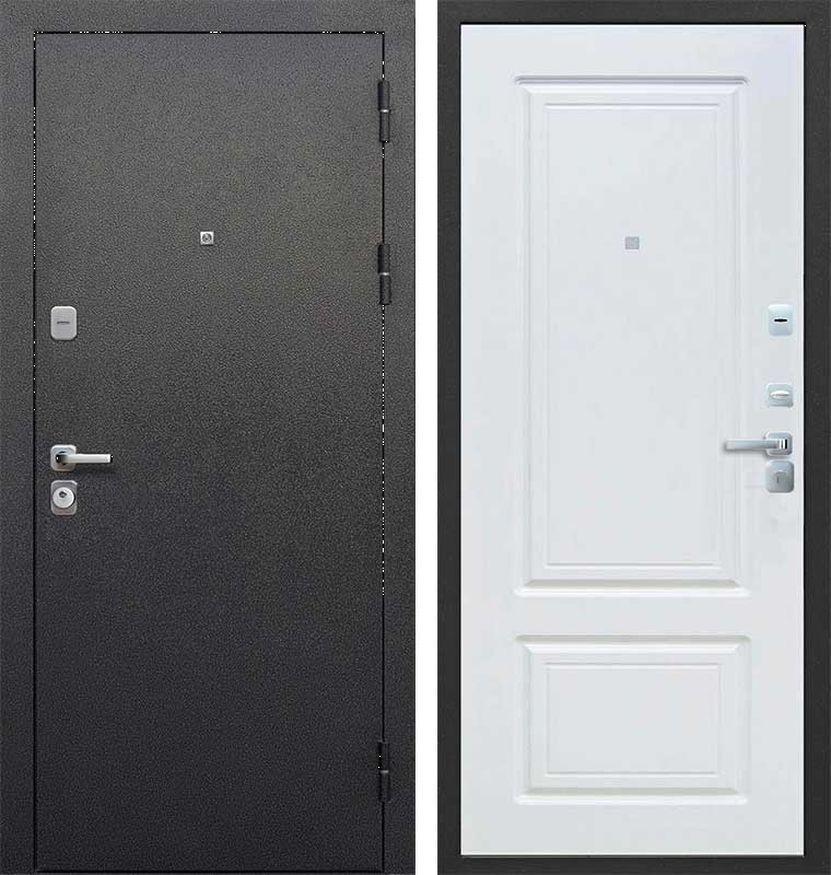 Дверь металлическая Толстяк Букле Черный Белый ясень 860 L