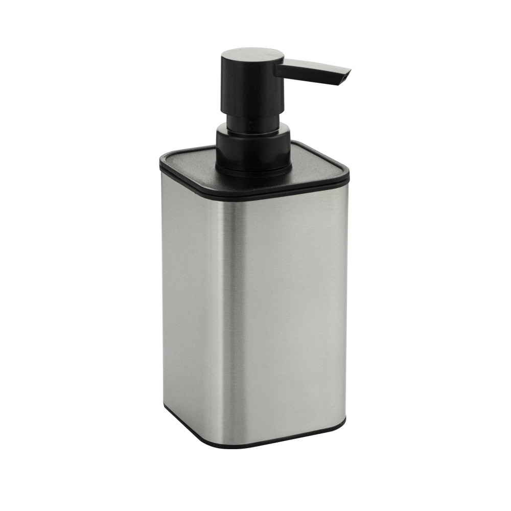 САНАКС - Дозатор для жидкого мыла настольный, матовая нержавеющая сталь + чёрный пластик