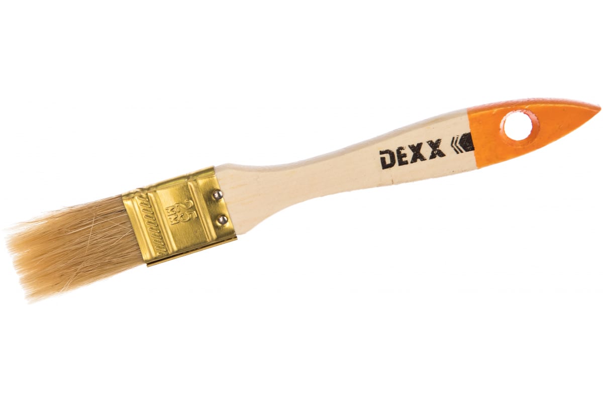 DEXX  25 мм, 1" натуральная щетина, деревянная ручка, флейцевая, Плоская кисть (0100-025)