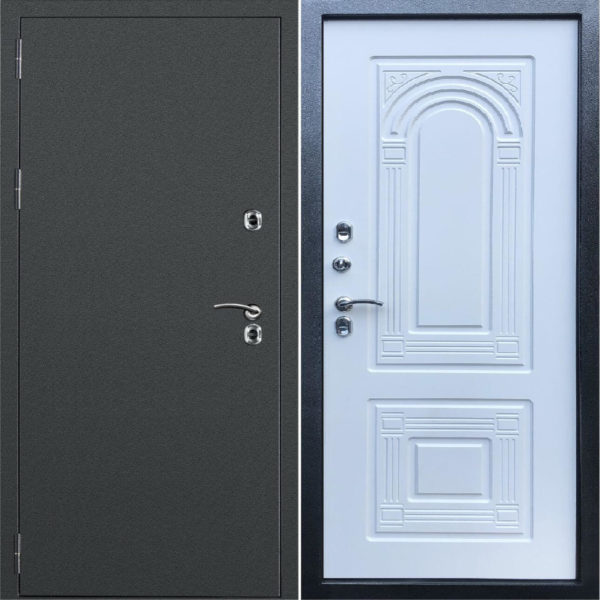 Дверь металлическая ДК Термаль Оптима Б 860х2050 "Л" 2 сув. ант серебро / дерево бел с фурн.