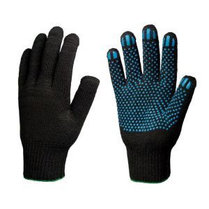 перчатки с защитой от скольжения (6люкс)ГОСТ черные 13класс вязки