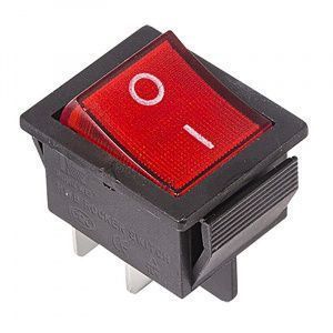 Выключатель клавишный 250V 16А (4с) ON-OFF красный с подсветкой (RWB-502, SC-767, IRS-201-1) REXANT