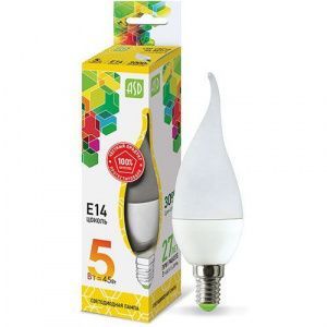 Лампа светодиодная Е14 Свеча на ветру 5Вт 160-260В 3000К 400Лм Standard ASD 4690612004518