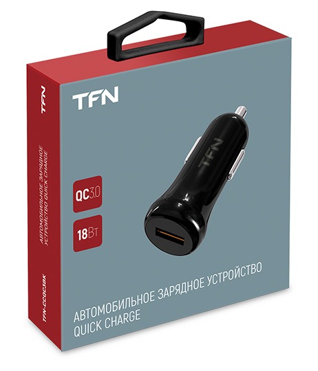 Автомобильное зарядное устройство TFN АЗУ QC3.0 б/кабеля black