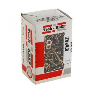 Саморезы универсальные  25х4,0 мм (200 шт) желтые - коробка с ок. Tech-Krep