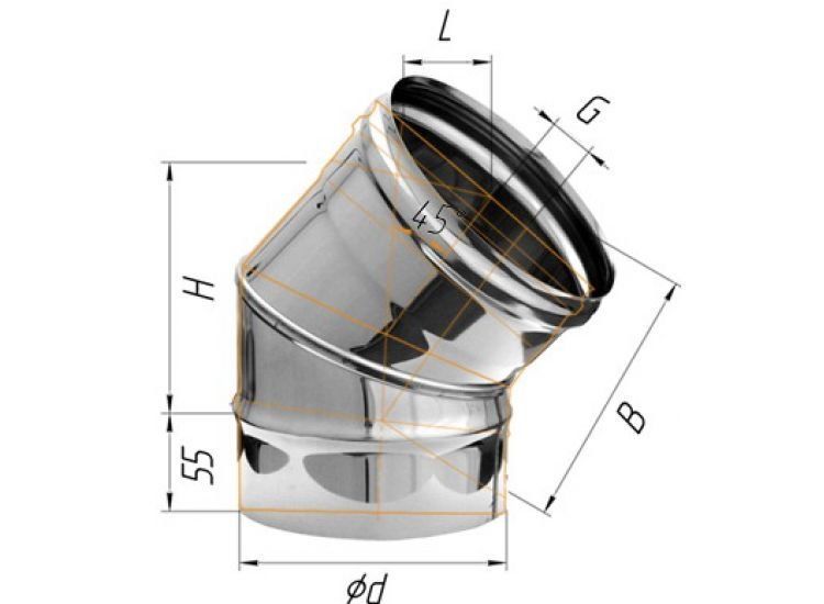 Колено угол 135° Ф110 (430/0,5 мм) (5 шт/упаковка) Феррум