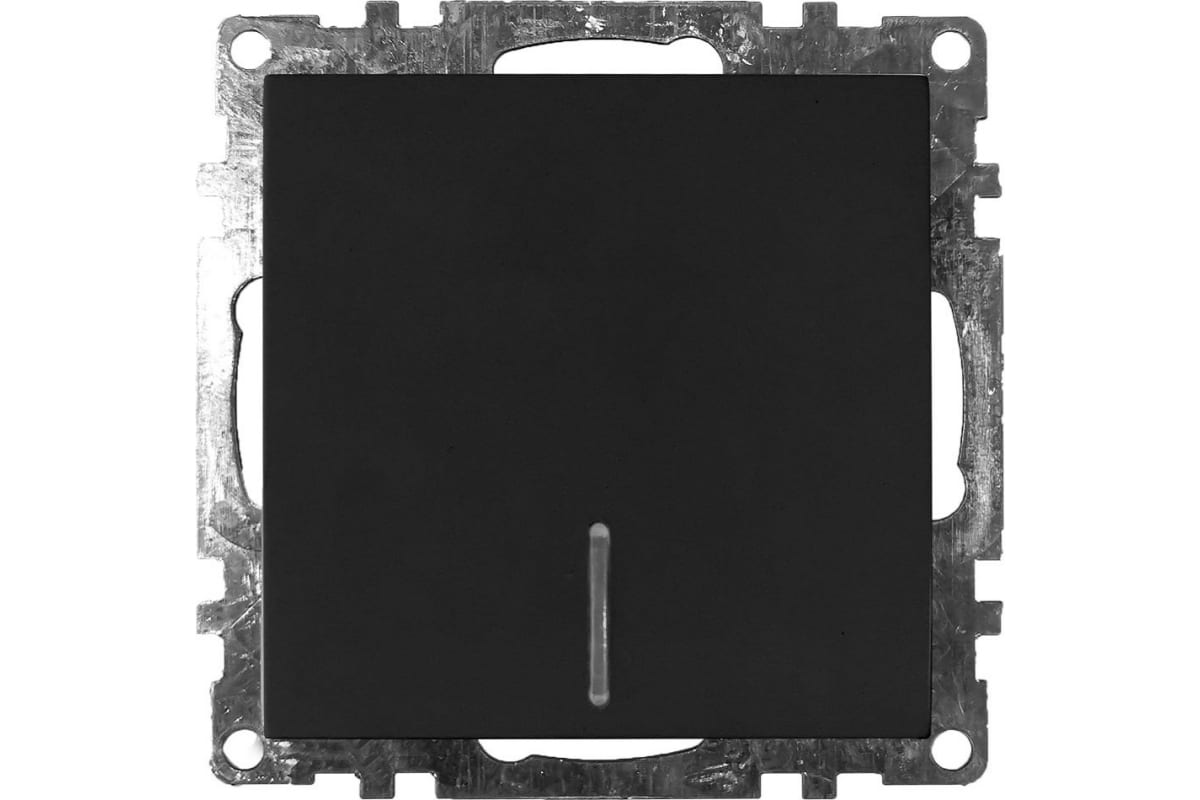 Выключатель 1-клавишный c индикатором, серия Катрин, черный, Stekker