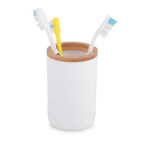 Стакан для зубных щеток "Бамбук" (белый) (уп.18)