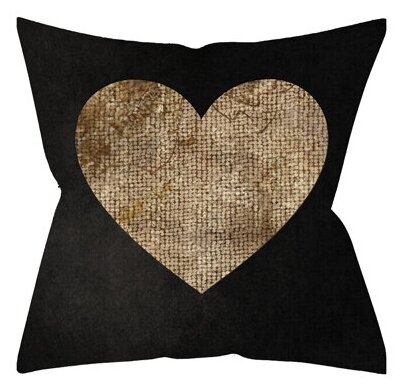 Подушка декоративная Черная и золотое сердце 40*40 см