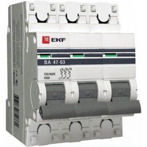 Выключатель автоматический 3п C 40А ВА 47-63 4.5кА PROxima EKF mcb4763-3-40C-pro